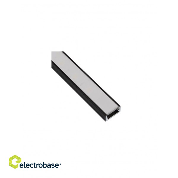 Aluminum profile with white cover for LED strip, black, surface LINE MINI 3m image 1