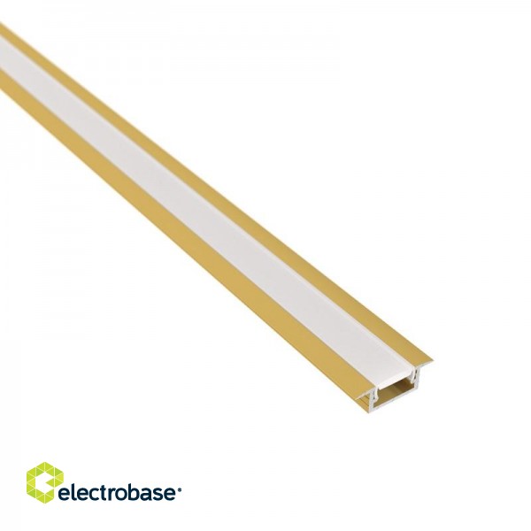Aluminum profile with white cover for LED strip, golden, recessed INLINE MINI XL 2m paveikslėlis 1