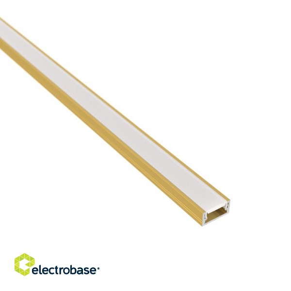 Aluminum profile with white cover for LED strip, golden, surface LINE MINI 2m image 1