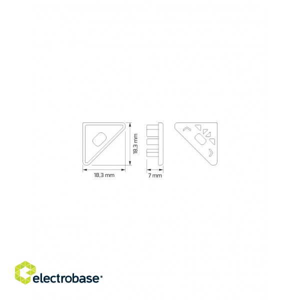 Endcap for LED profile CORNER LINE, gray, with hole paveikslėlis 2