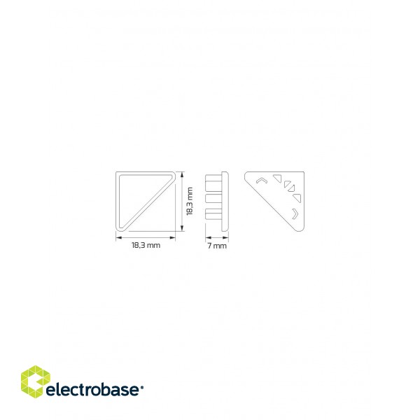 Endcap for LED profile CORNER LINE, gray, without hole image 2