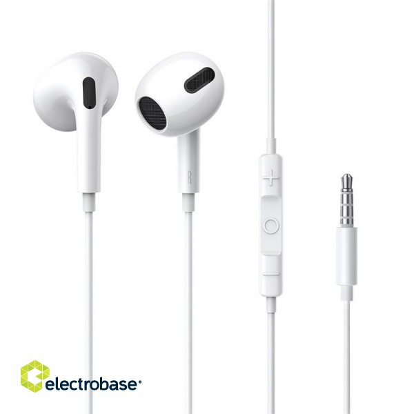 Earphones 3.5mm with Built-in Microphone & Controller, White image 1