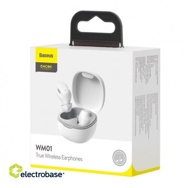 True Wireless Bluetooth Earphones WM01 with Charging Case, White image 4