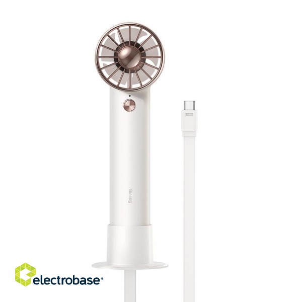 Portable Mini Fan 4000mAh with Built-in USB-C Cable, White image 2