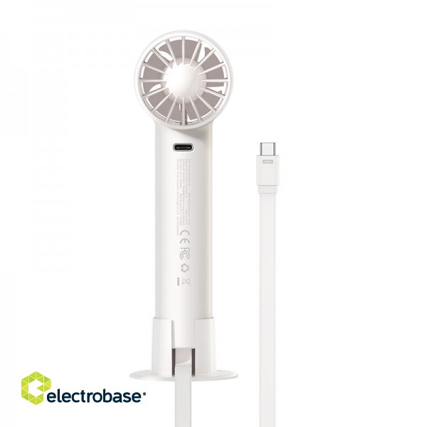 Portable Mini Fan 4000mAh with Built-in USB-C Cable, White image 3