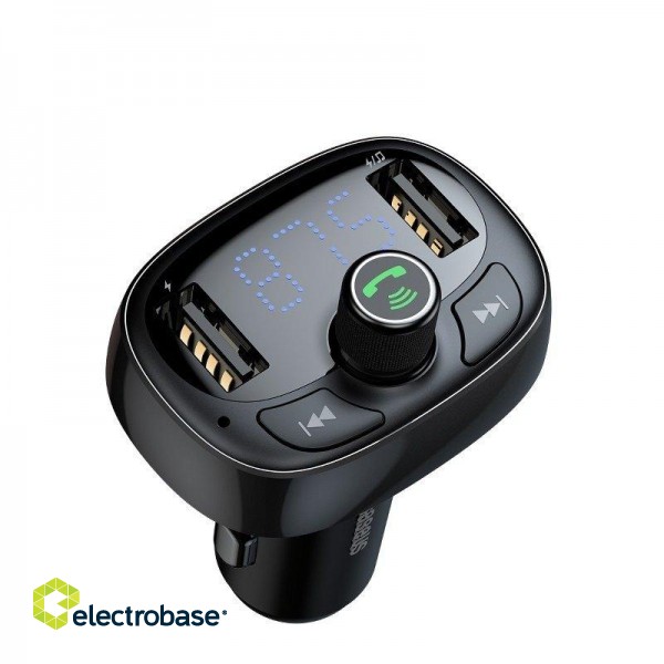 Bluetooth FM Modulator Car Charger 2xUSB 3.4A, Black image 1