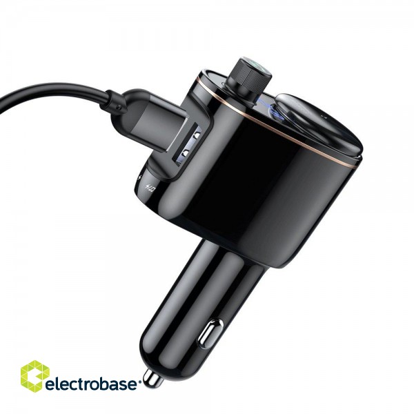 Bluetooth FM Modulator Car Charger 2xUSB 3.4A with Cigarette Lighter Port, Black image 3