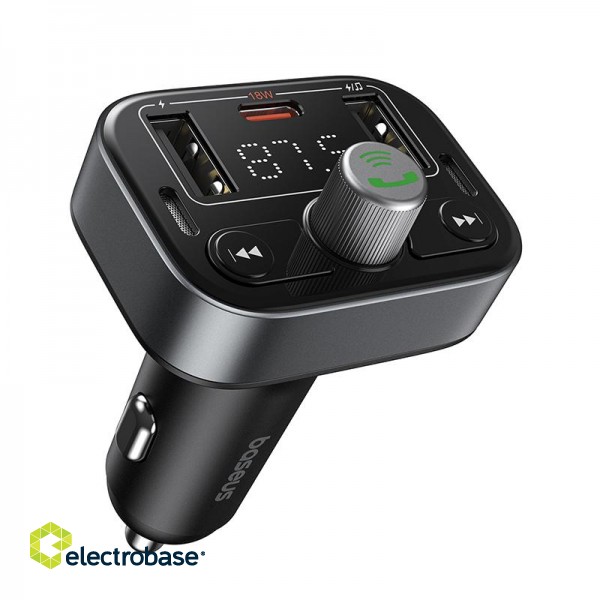 Car Bluetooth 5.3 FM Transmitter 2xUSB + USB-C, Black paveikslėlis 1