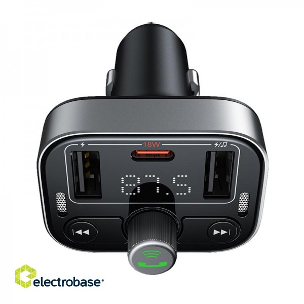 Car Bluetooth 5.3 FM Transmitter 2xUSB + USB-C, Black фото 5