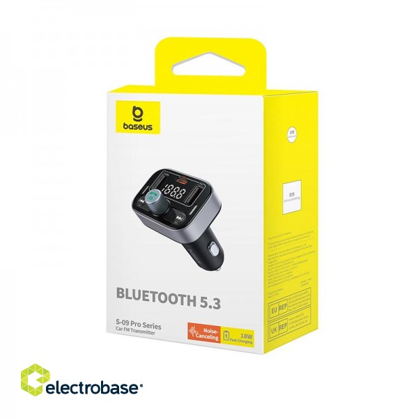 Car Bluetooth 5.3 FM Transmitter 2xUSB + USB-C, Black paveikslėlis 6