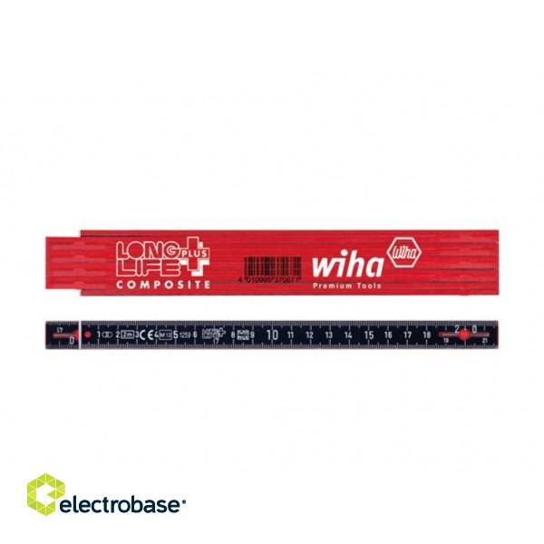 Wiha Folding ruler LongLife Plus Composite 2 m metric, 10 segments (37067) red/ black