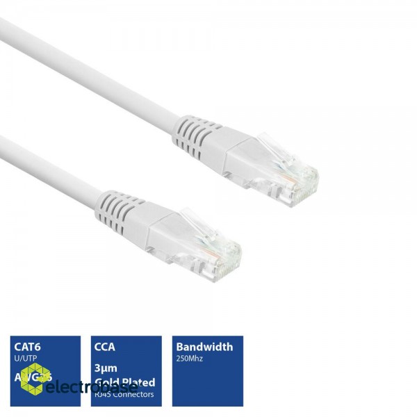 CAT6 U/UTP networking cable, CCA, 3m, white