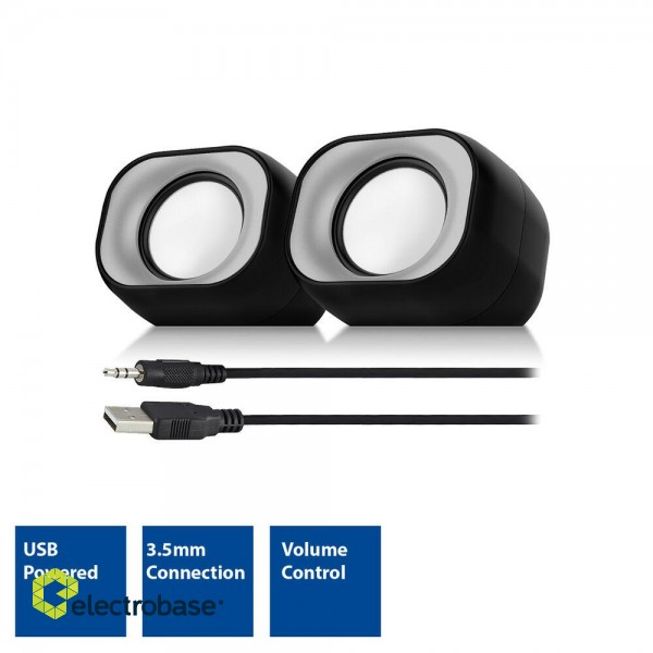 2.0 Stereo speaker set for PC and laptop, USB-powered