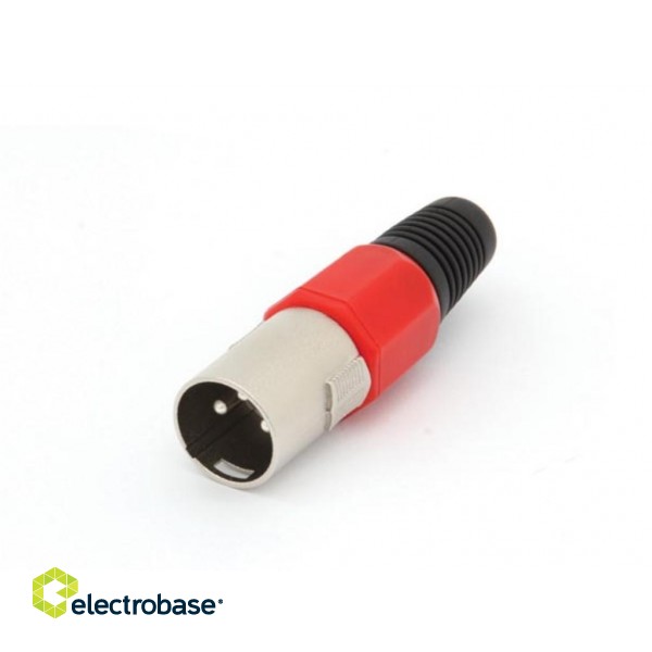 3P MALE XLR PLUG - NICKEL - RED