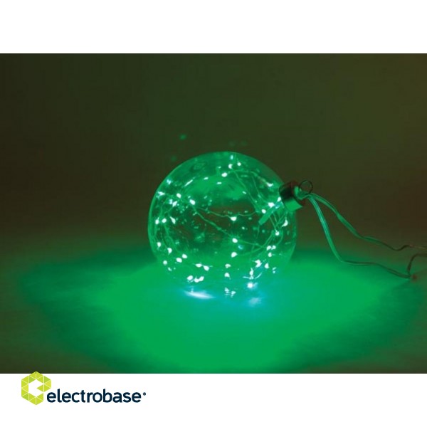 Glasslight LED - Transparent glassball - 12 cm -  40 green lamps - batteries not provided