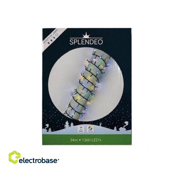 High density lightchain - 1360 lamps - multicolor LED - green wire - 34 m - 3 m leadwire - transformer
