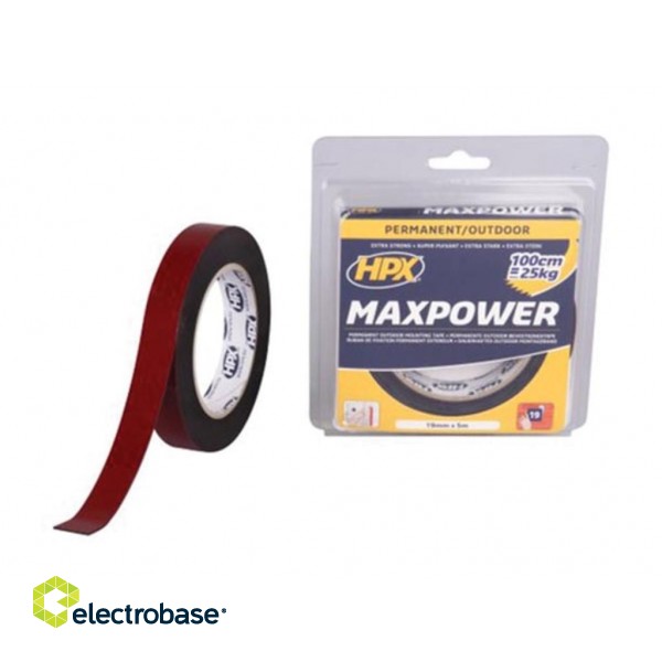 Max Power Outdoor mounting tape - black 19mm x 5m