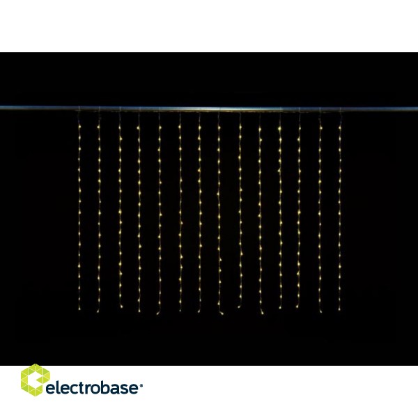Digital LED curtain - 2 x 1.5 m - 252 warm white lamps - transparent wire - modulator - 24 V