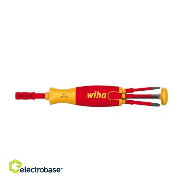 Wiha Screwdriver with bit magazine LiftUp electric Slotted, Phillips with 6 slimBits (38610)