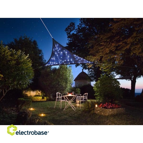 SHADE SAIL WITH BUILT-IN LED STARRY SKY - TRIANGLE - 3.6 x 3.6 x 3.6 m - DARK BLUE