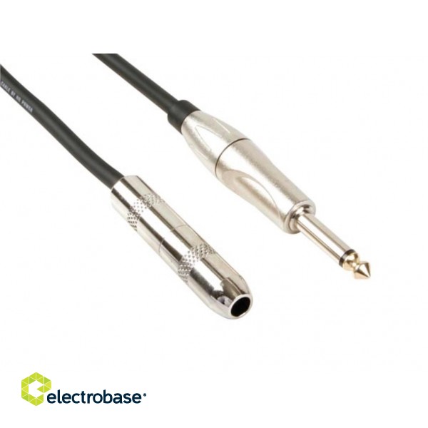 JACK CABLE - JACK 6.35 mm MALE to JACK 6.35 mm FEMALE - MONO - 5 m