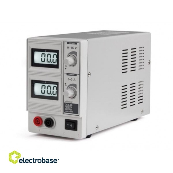 DC LAB POWER SUPPLY 0-15 VDC / 0-3 A MAX WITH DUAL LCD DISPLAY