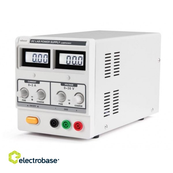 DC LAB POWER SUPPLY 0-30 VDC / 0-3 A MAX WITH DUAL LCD DISPLAY