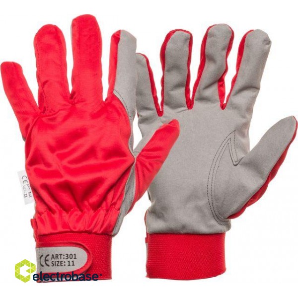 Gloves synthetic leather with clip 10. size