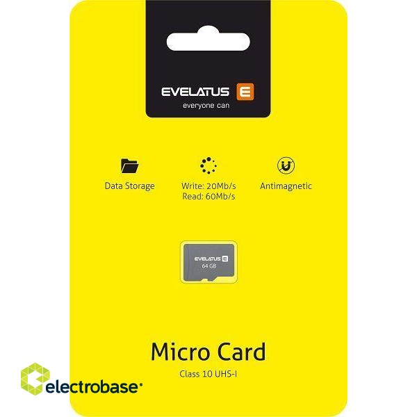 Карты памяти Evelatus  Micro Card SD 64GB 3.0 EMC01  W:20mb/s; R:60mb/s 