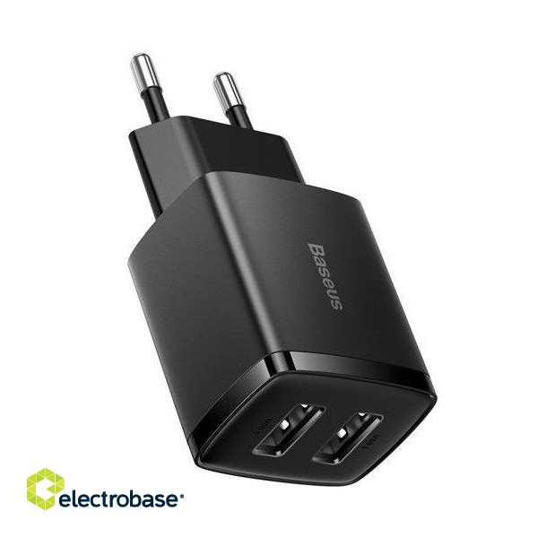 Adapter Baseus  Compact charger 2x USB 10.5W Black