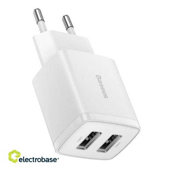 Adapter Baseus  Compact Charger 2xUSB 10,5W White