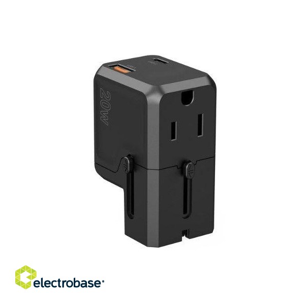 Adapter Choetech Universal PD6038 USB-C USB-A PD 20W Travel Charger USA EU UK AU Black