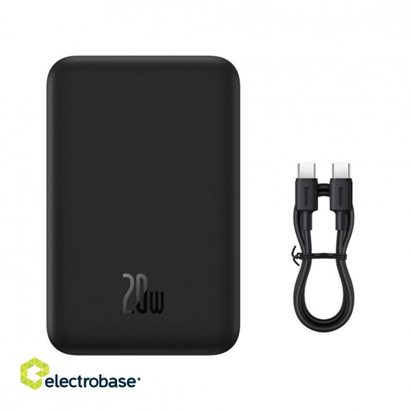 Ārējais akumulators Baseus  Baseus Magnetic Mini 20000 mAh 20W Powerbank - black + USB-C / USB-C cable 