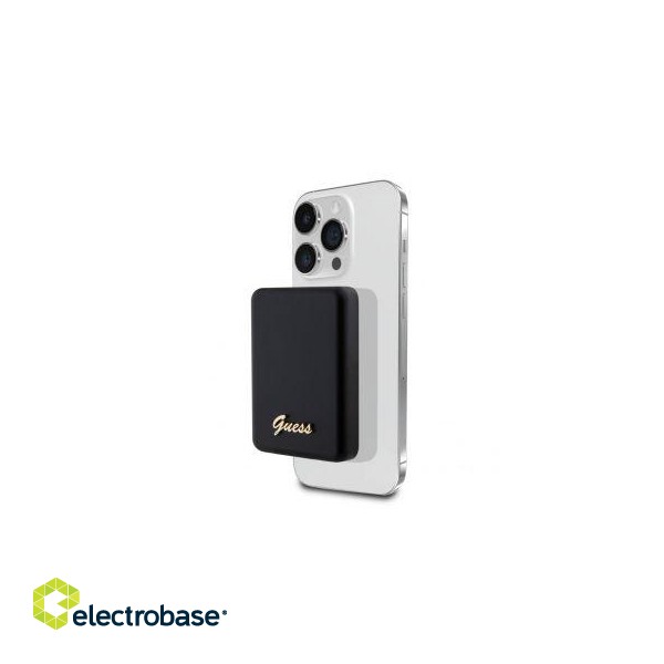 Power bank Guess  Power Bank 5000mAh 15W MagSafe And Regular Charge With Metal Ssript Logo Black