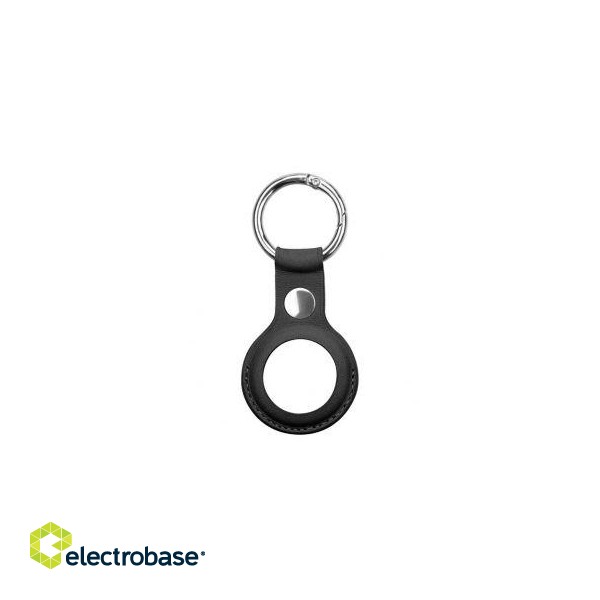 Smart tag accessories iLike  AirTag PU Leather Key Ring Keychain Case Black