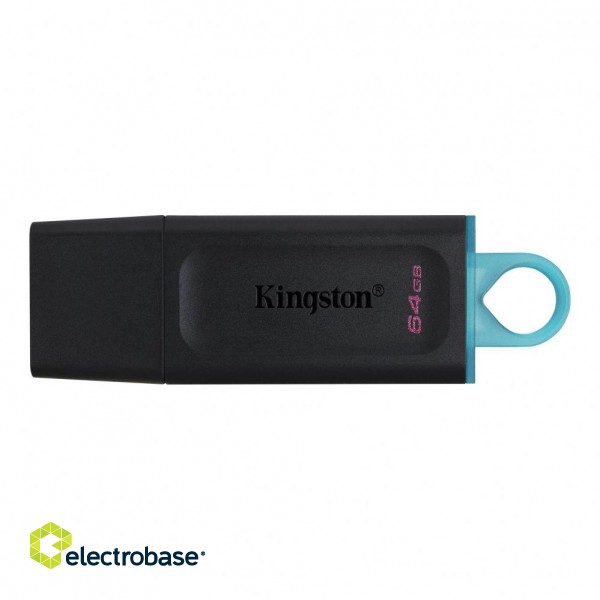 Flash drive Kingston  DataTraveler Exodia USB Flash Drive 64 GB, USB 3.2 Gen 1, Black/Blue, Protective Cap, Large loop 