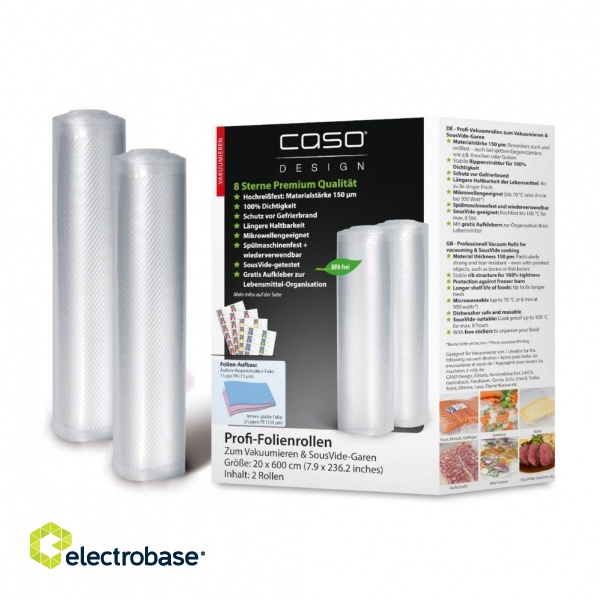 Accessories and filters Caso  Foil rolls 01221 2 units, Dimensions (W x L) 20 x 600 cm, Ribbed 