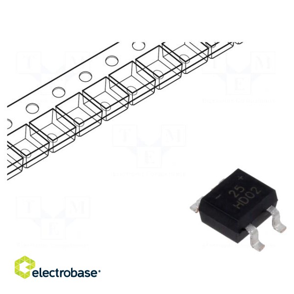 Bridge rectifier: single-phase | 200V | If: 0.8A | Ifsm: 30A | MiniDIP