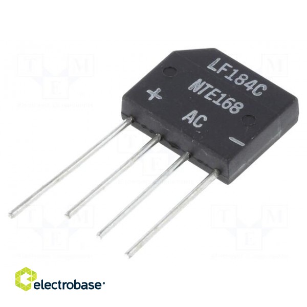 Single-phase bridge rectifier | Urmax: 400V | If: 2A | Ifsm: 60A | THT