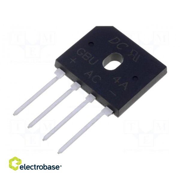 Single-phase bridge rectifier | Urmax: 50V | If: 4A | Ifsm: 150A | GBU