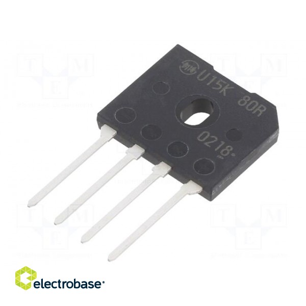 Bridge rectifier: single-phase | Urmax: 800V | 15A | flat | D6K | THT