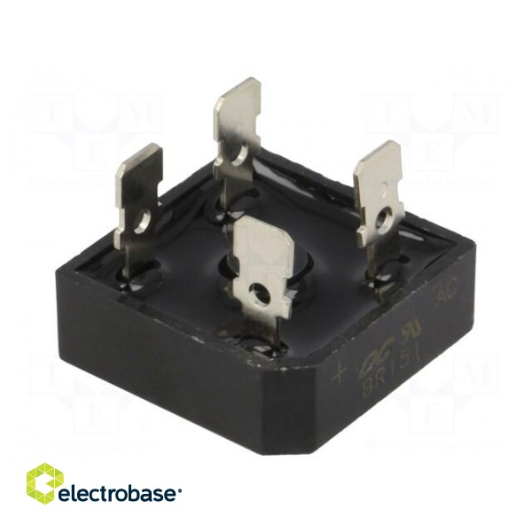 Bridge rectifier: single-phase | Urmax: 100V | If: 15A | Ifsm: 300A image 1