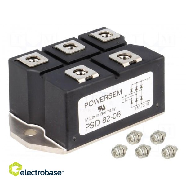 Bridge rectifier: three-phase | Urmax: 0.8kV | If: 88A | Ifsm: 750A image 1