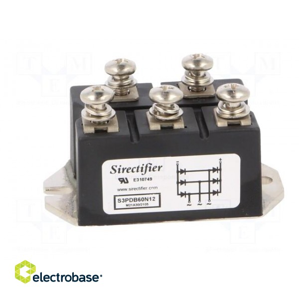 Bridge rectifier: three-phase | Urmax: 1.2kV | If: 60A | Ifsm: 550A image 3