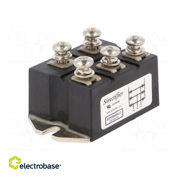 Bridge rectifier: three-phase | Urmax: 1.2kV | If: 60A | Ifsm: 550A image 2