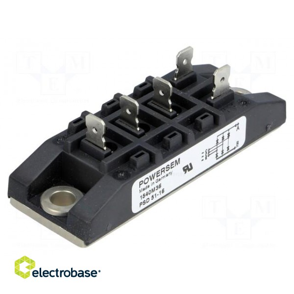 Three-phase bridge rectifier | Urmax: 1.6kV | If: 85A | Ifsm: 750A image 1