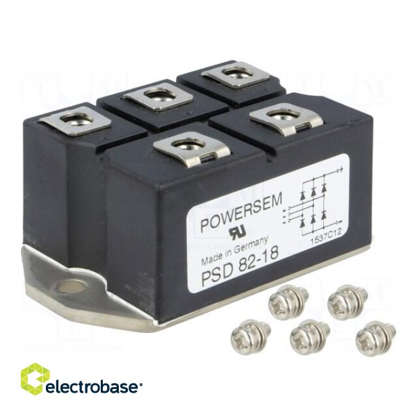 Bridge rectifier: three-phase | Urmax: 1.8kV | If: 88A | Ifsm: 750A image 1