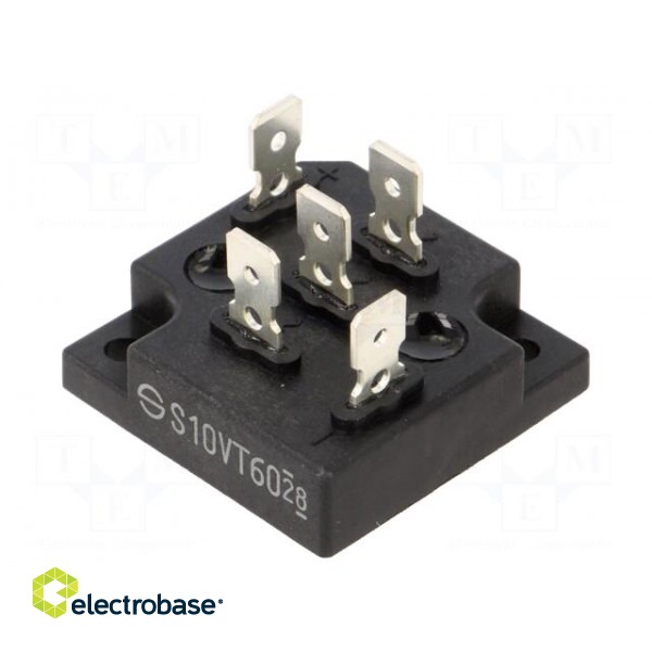 Bridge rectifier: three-phase | Urmax: 600V | If: 10A | Ifsm: 170A | THT