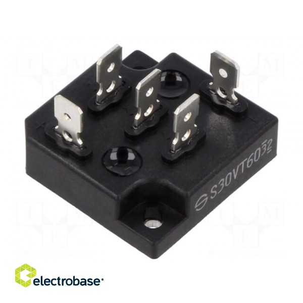 Bridge rectifier: three-phase | Urmax: 600V | If: 30A | Ifsm: 400A | THT