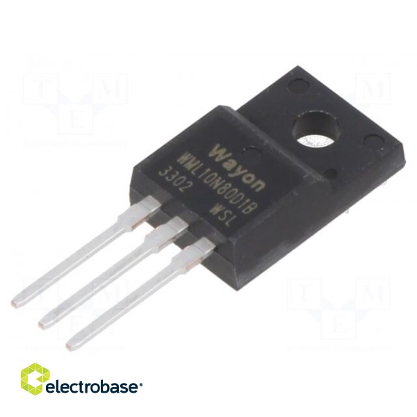 Transistor: N-MOSFET | unipolar | 800V | 10A | Idm: 40A | 62.5W | TO220FP